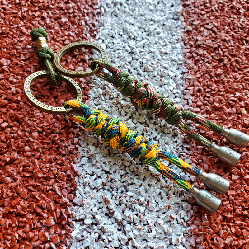 涅鸢钛合金户外伞绳编织金刚结盘男士钥匙扣车挂钥匙扣