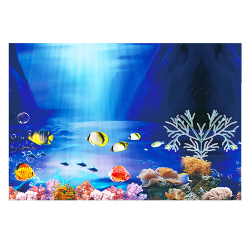 鱼缸装饰造景背景贴纸画水族箱3d立体高清背景纸壁纸贴纸海蓝色d