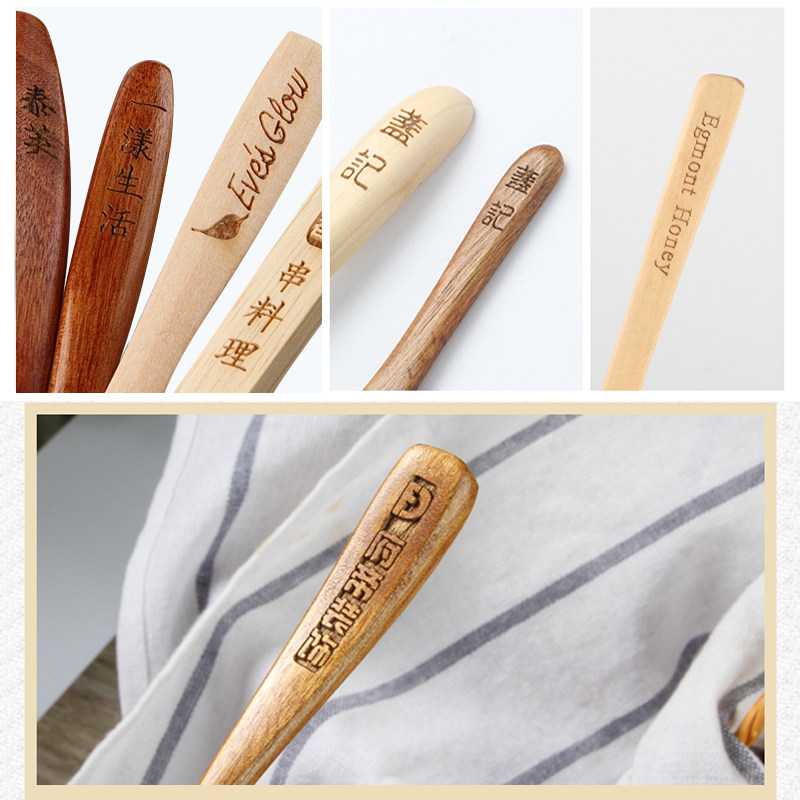 小木勺子长柄勺日式木质汤勺甜品勺蜂蜜勺搅拌勺调羹餐具定制刻字