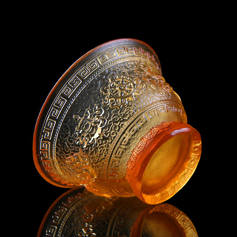 佛前八吉祥水供杯水水晶七彩琉璃供水碗供水杯供佛摆件