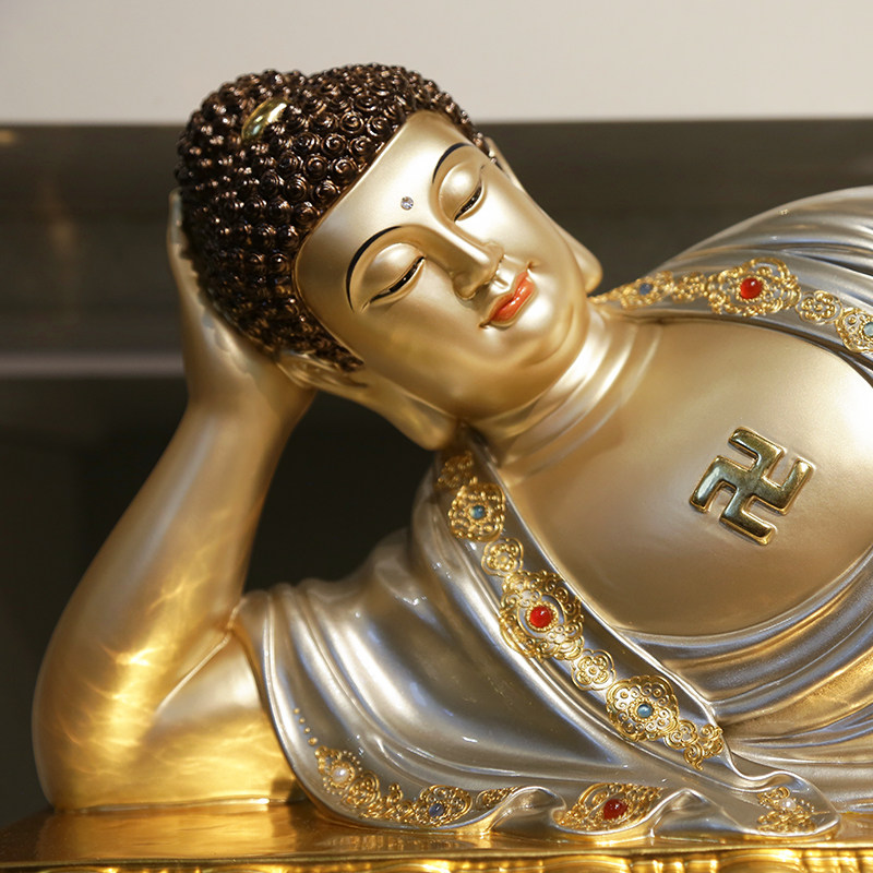 铜雕掐丝珐琅卧佛佛像纯铜释迦牟尼铜像释迦佛睡摆件