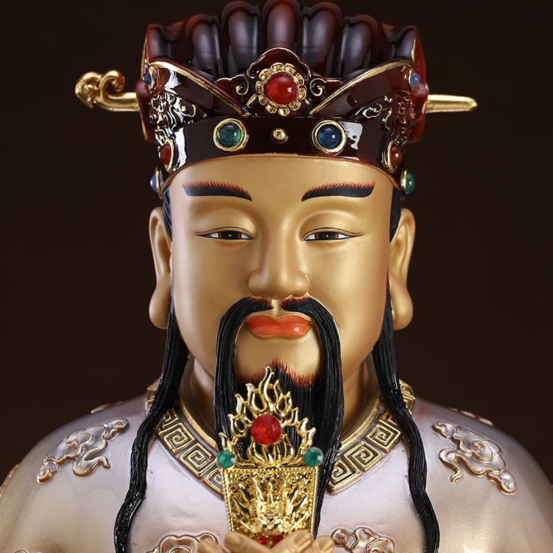 纯铜贴金彩绘城隍爷像家用供奉神像地方官城隍庙装饰摆件