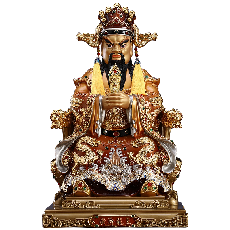 五爷纯铜贴金五台山像龙神像家用供奉广济龙王装饰摆件