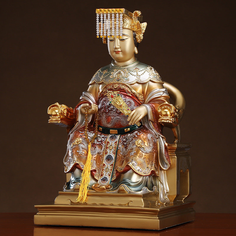 铜雕湄洲妈祖娘娘神像雕像天后天上圣母纯铜装饰摆件