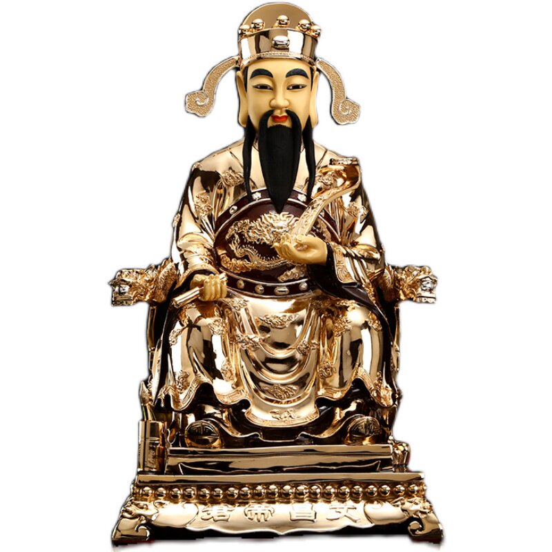 台湾纯铜鎏金文昌帝君神像家用供奉文曲星铜像摆件