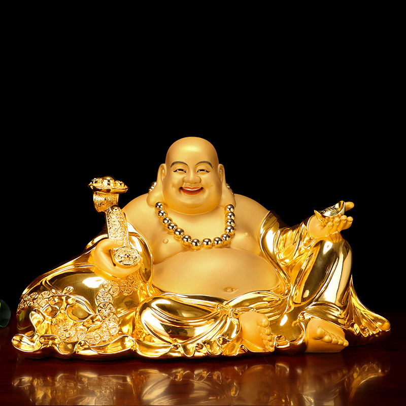 圆通佛具台湾宝华纯铜鎏金佛像大肚弥勒大厅摆件