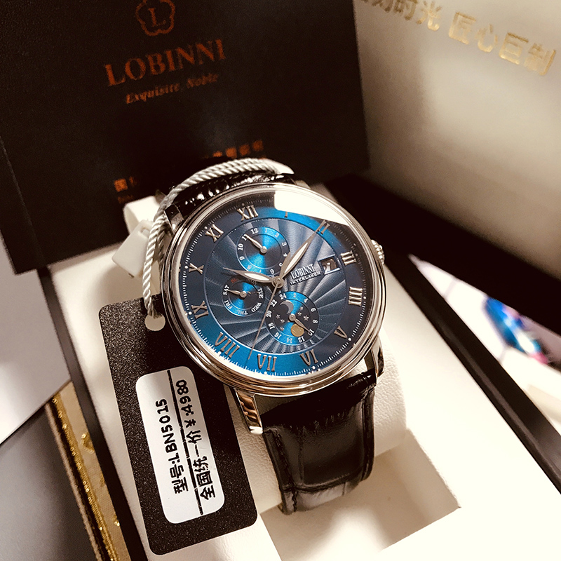 Lobinni罗宾尼正品手表男机械表全自动防水夜光品牌商务腕表十大