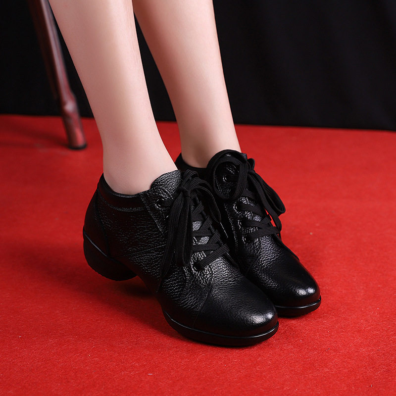 舞鞋街驰舞蹈鞋女吉特巴跳舞真皮中老年水兵中跟广场舞鞋