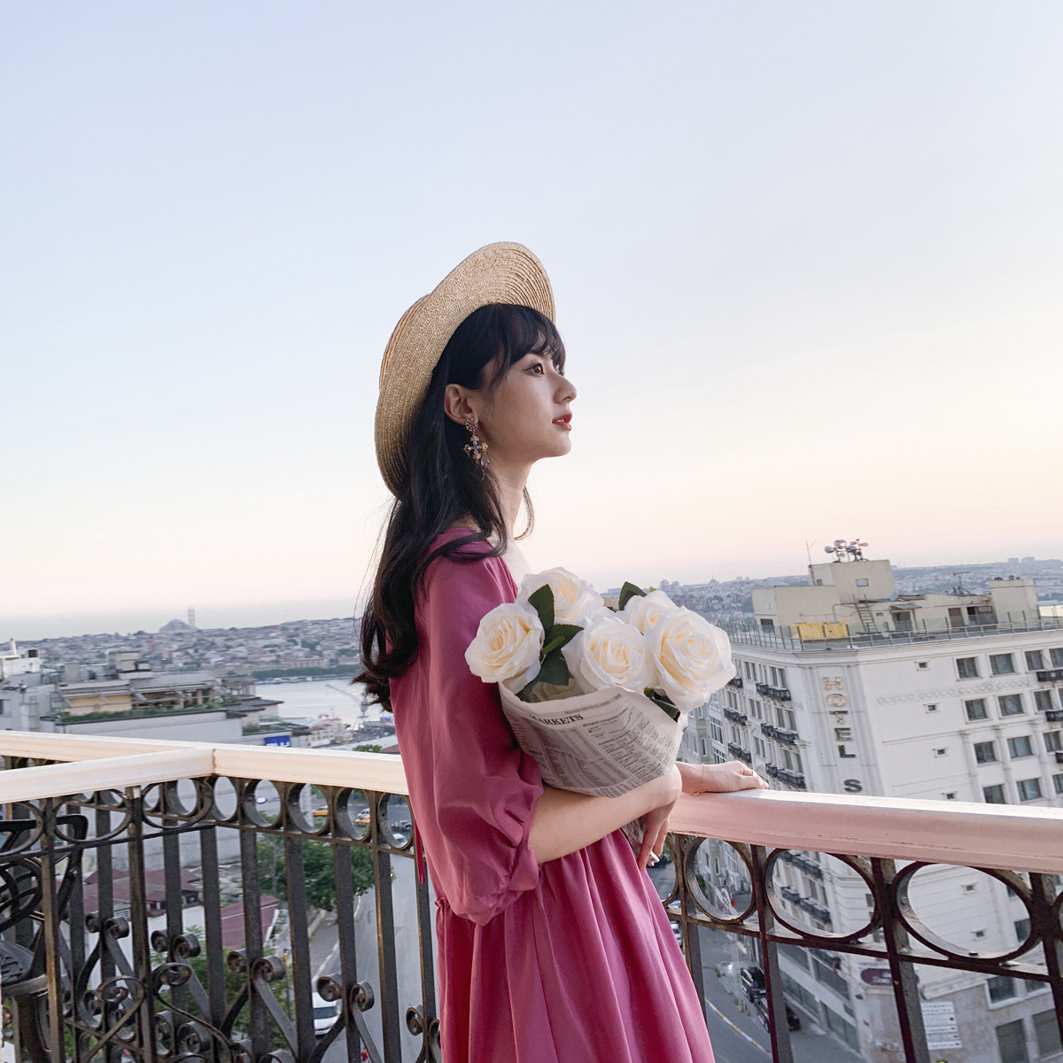 小镇姗姗黑莓玛丽复古法式气质连衣裙宽松灯笼袖女春装2020新款￥158