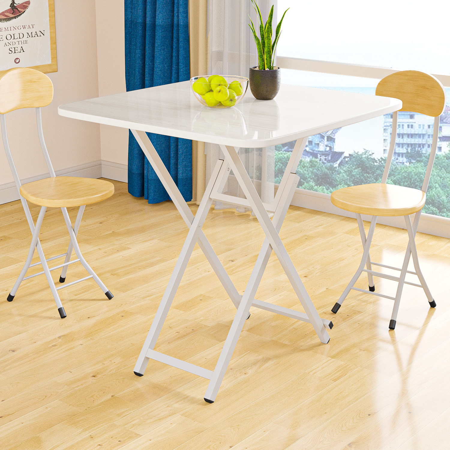 餐桌可折叠家用简易便携式饭桌出租房正方形小户户型折叠桌