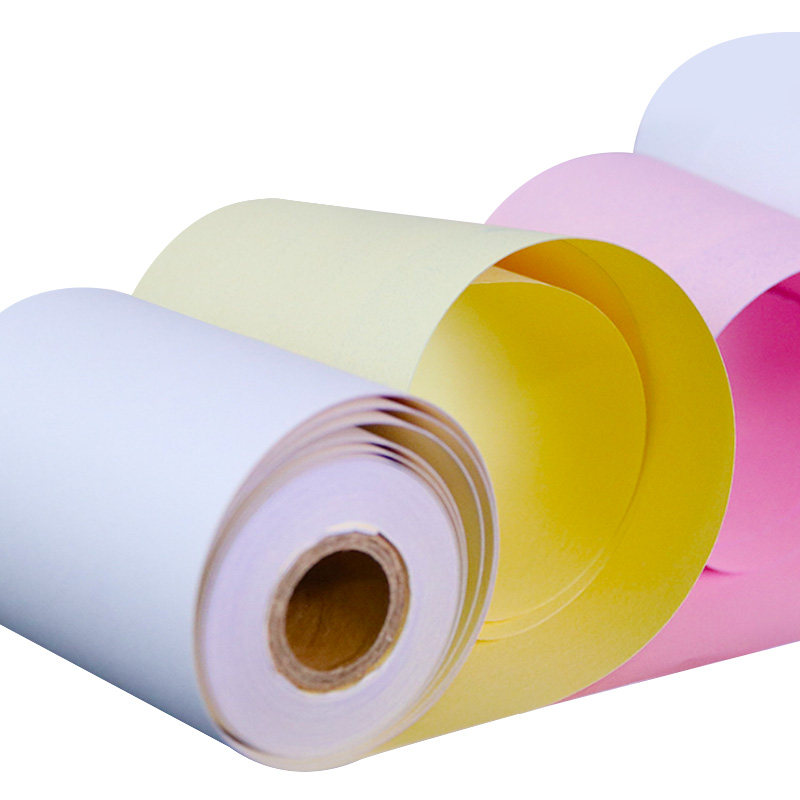 收银三联无碳75x60白红黄三层针式超市打印纸小票收银纸