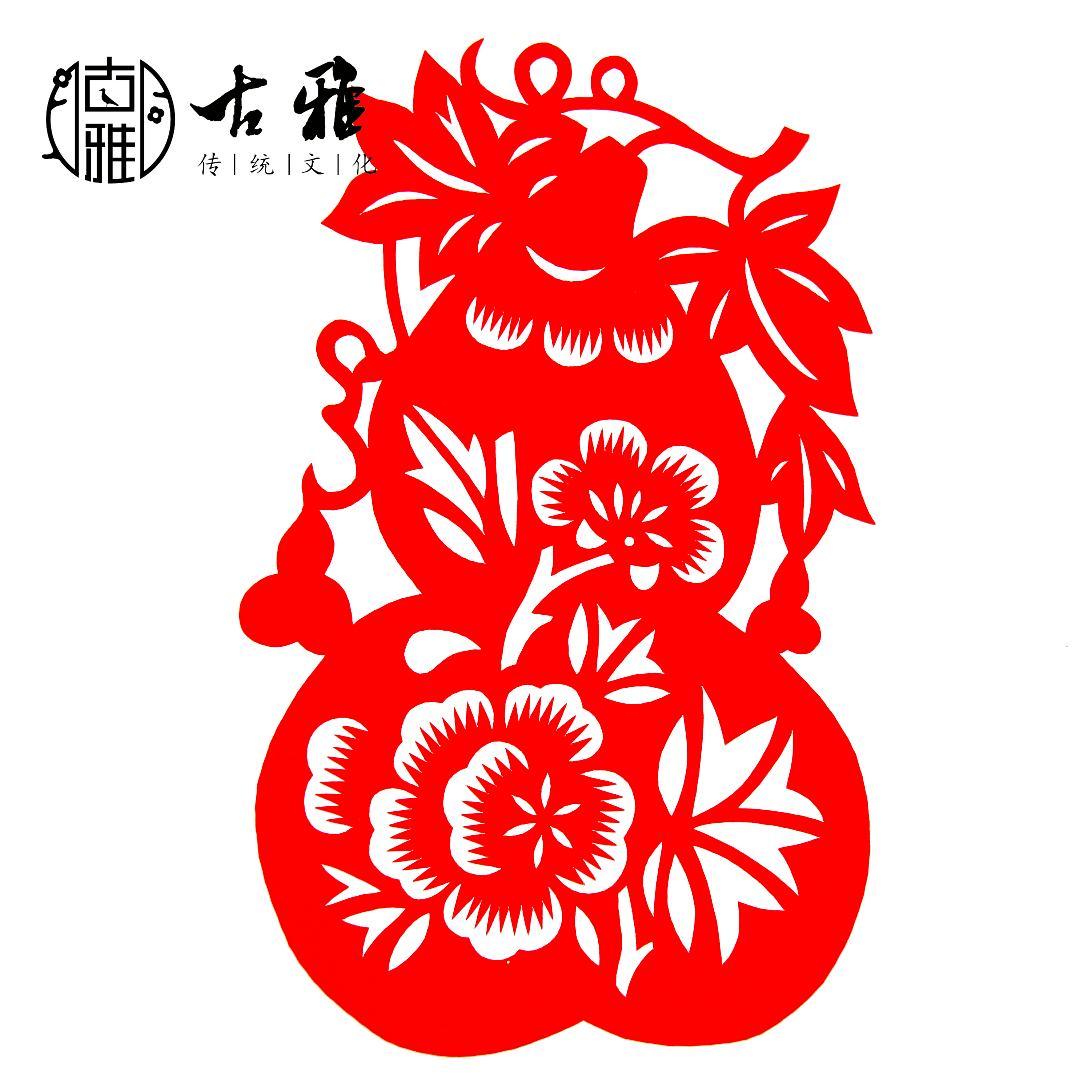 剪纸青岛古雅手工宣纸葫芦福禄牡丹蝈蝈新年剪纸