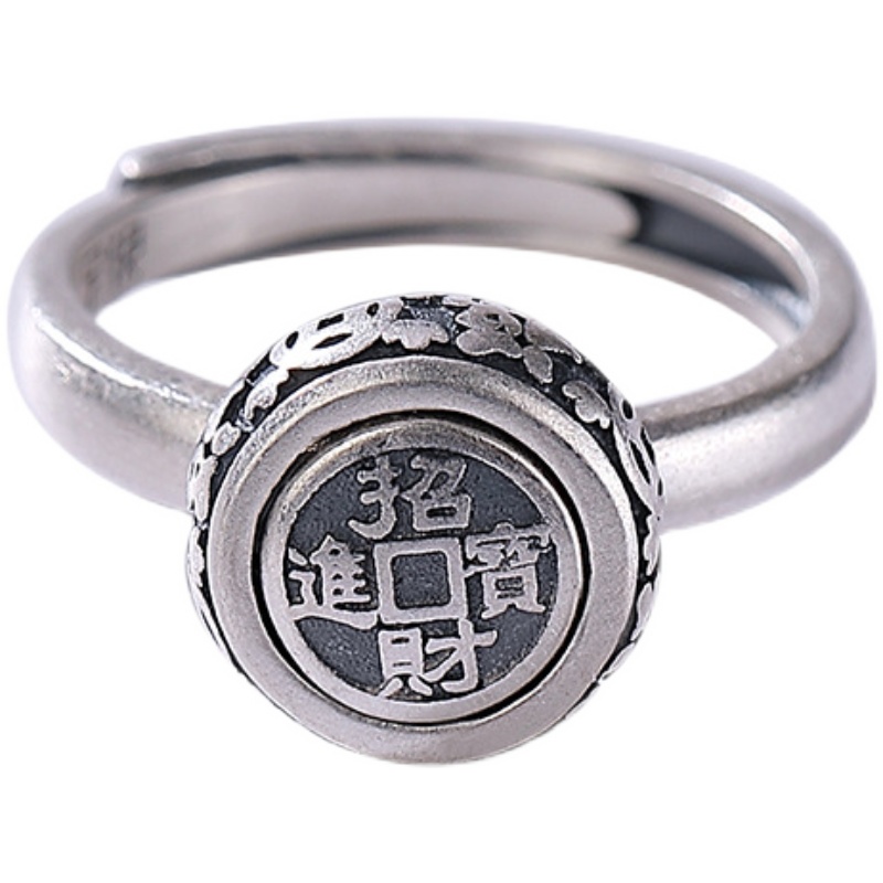 转运戒指女可转动旋转足银复古古风招财进宝旺夫戒指