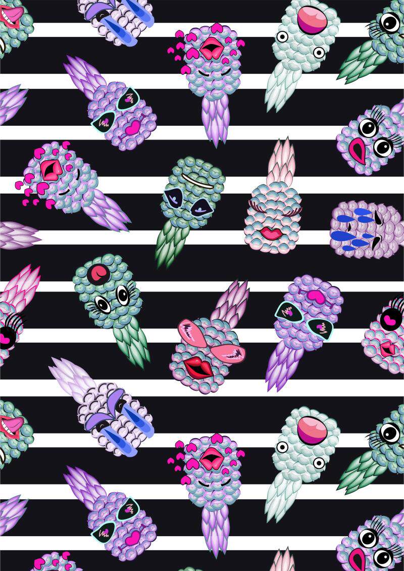 798卡通单循环墨镜印花矢量图ai cdr面料花型印花图案