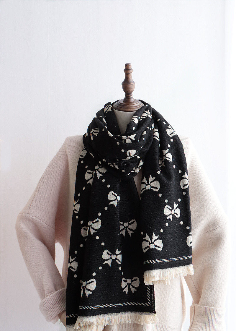 小香名媛蝴蝶结围巾双面百搭气质披肩围脖2020围巾