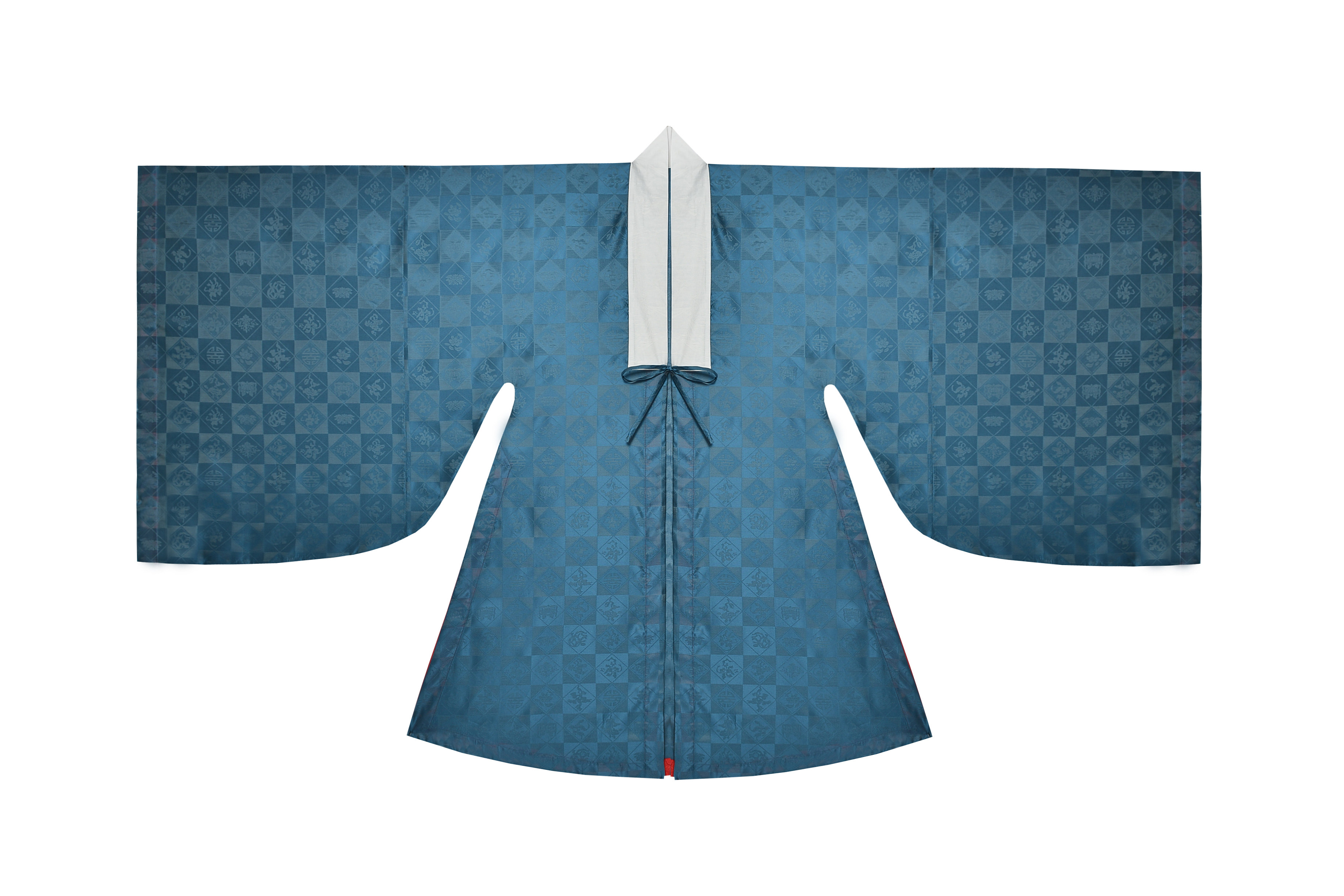 惜物国风明制汉服披风定制方格多宝晚明风全汉服