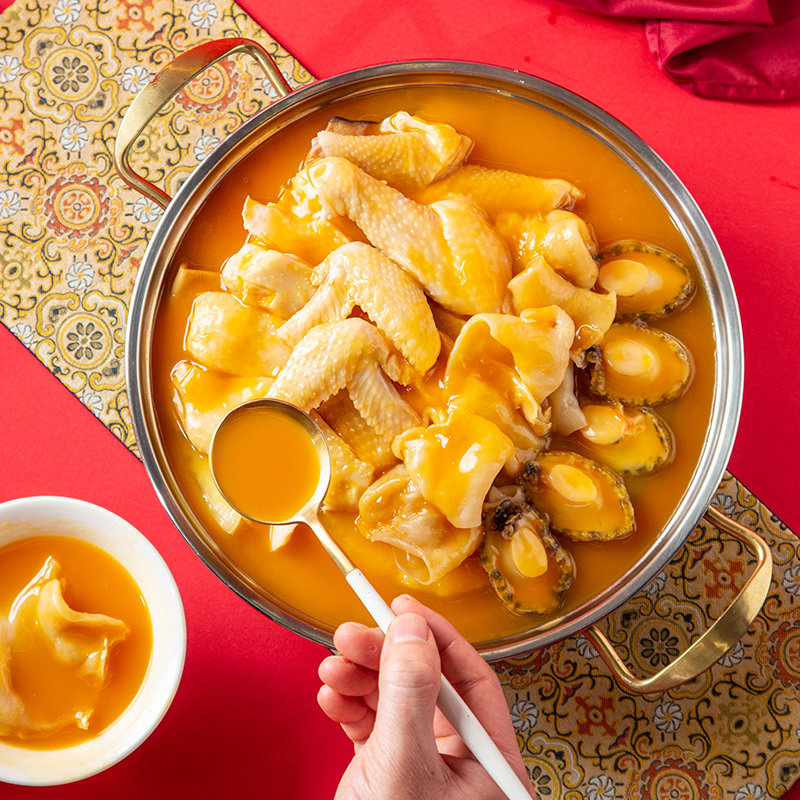 港式鲍鱼鱼花胶鸡金汤加热即食火锅鱼胶新鲜花胶