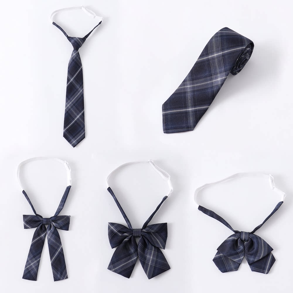 现货jk制服蓝棕格配饰烟灰碳灰野书阁下泷岛海领结