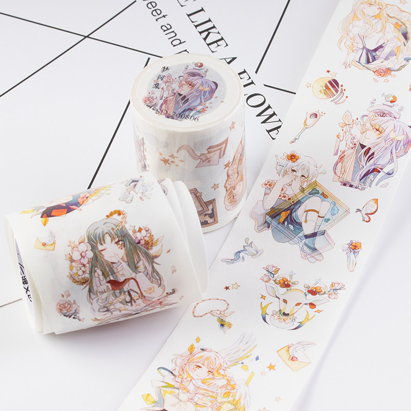 pet手帐胶带和纸胶带人物少女孩梦间集镜子梦幻新品手账素材贴纸