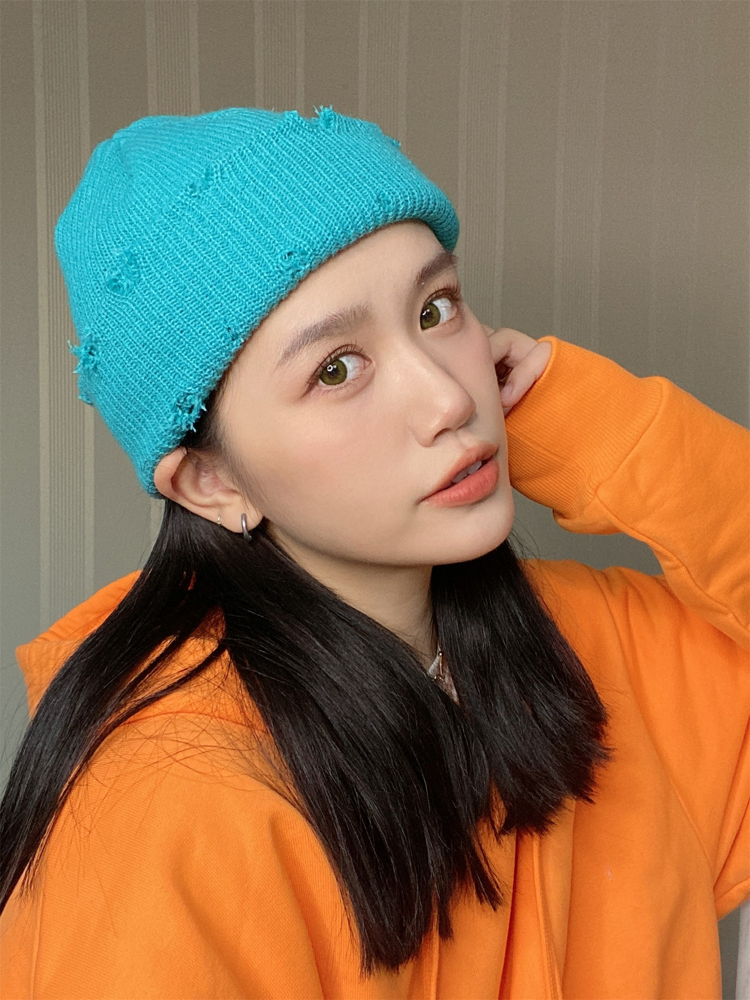秋冬潮流街头嘻哈皮帽瓜皮保暖帽女毛线针织帽子