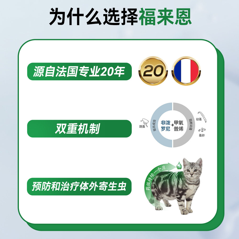 驱虫法国猫咪福来恩猫用滴6支体外福莱莱恩虫药猫驱虫药