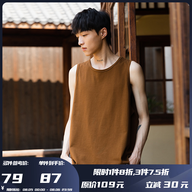 PSO Brand 32支230克纯棉面料基础款背心男夏季宽松无袖T恤打底衫