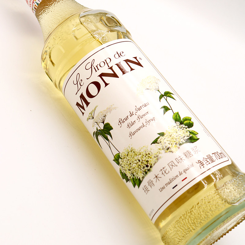 莫林monin接骨木花风味糖浆玻璃瓶装700ml咖啡鸡尾酒果汁饮料