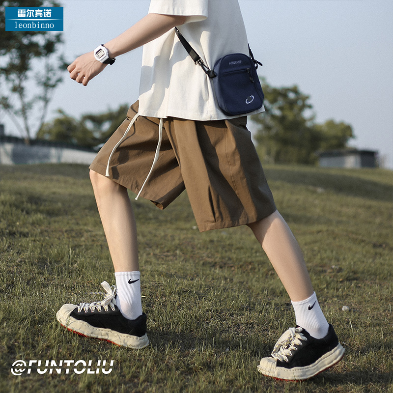 咖色工装短裤男夏季薄款日系简约五分裤cityboy潮流百搭直筒裤子