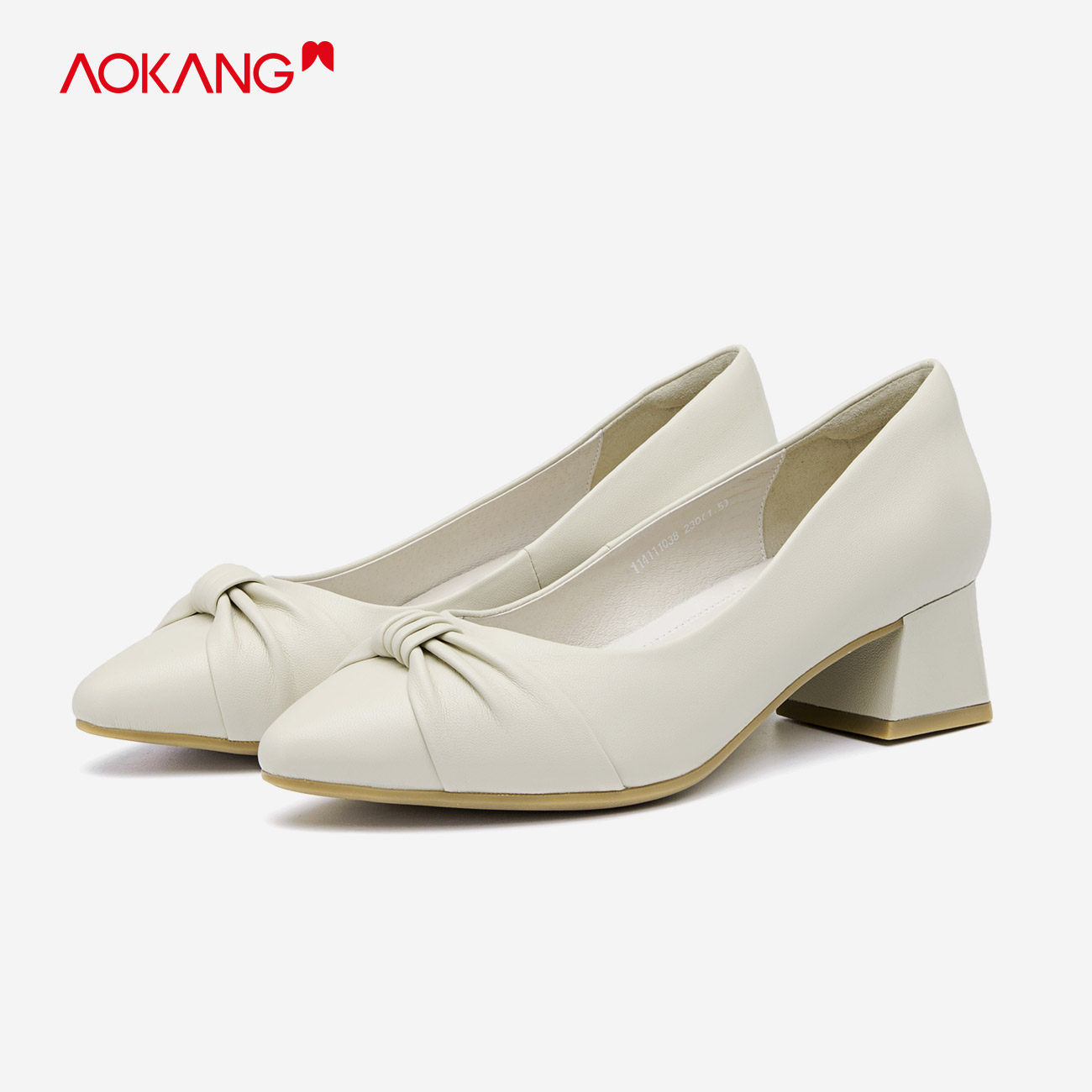 奥康女鞋2021春季新款工作鞋百搭粗跟皮鞋舒适单鞋