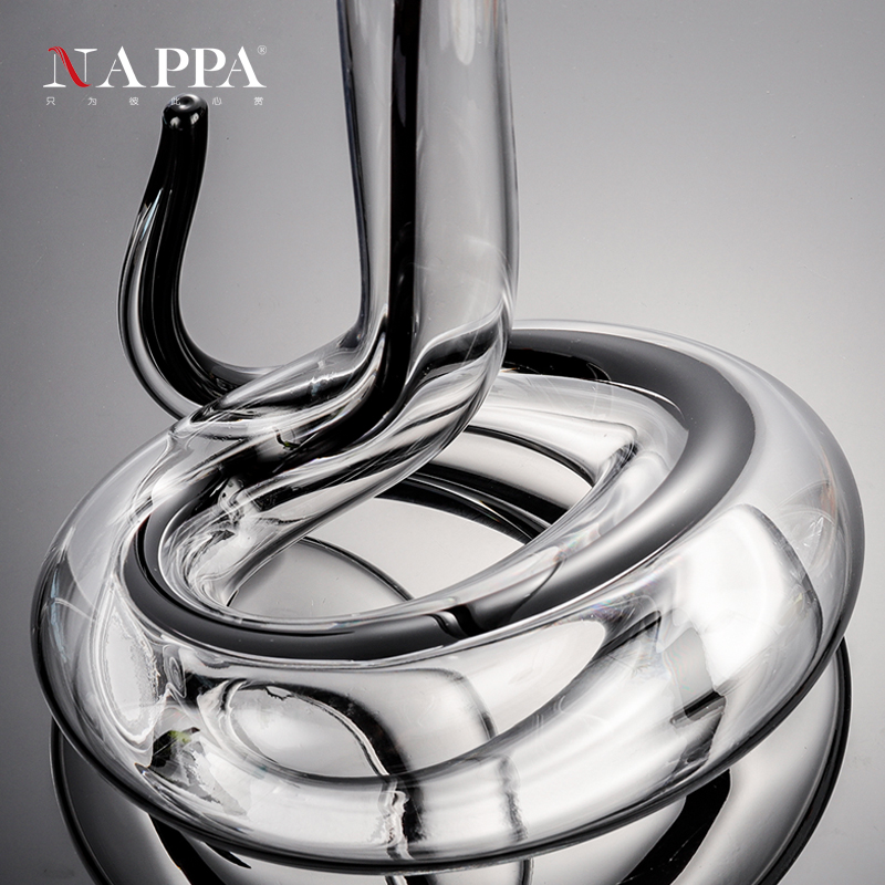 醒酒酒器nappa无铅水晶异形眼镜眼镜蛇蛇形黑丝醒酒器