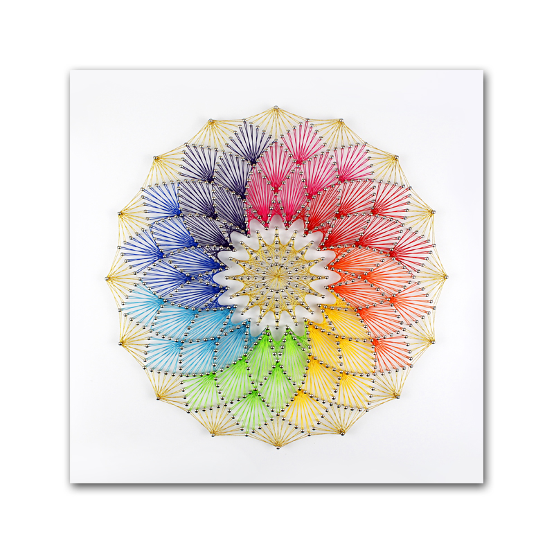 钉子弦丝画七色花绕线画纱线手工装饰diy材料包礼物现代装饰画