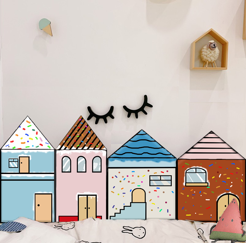 自粘卡通立体小房子幼儿园早教防撞墙贴护墙装饰软装墙贴