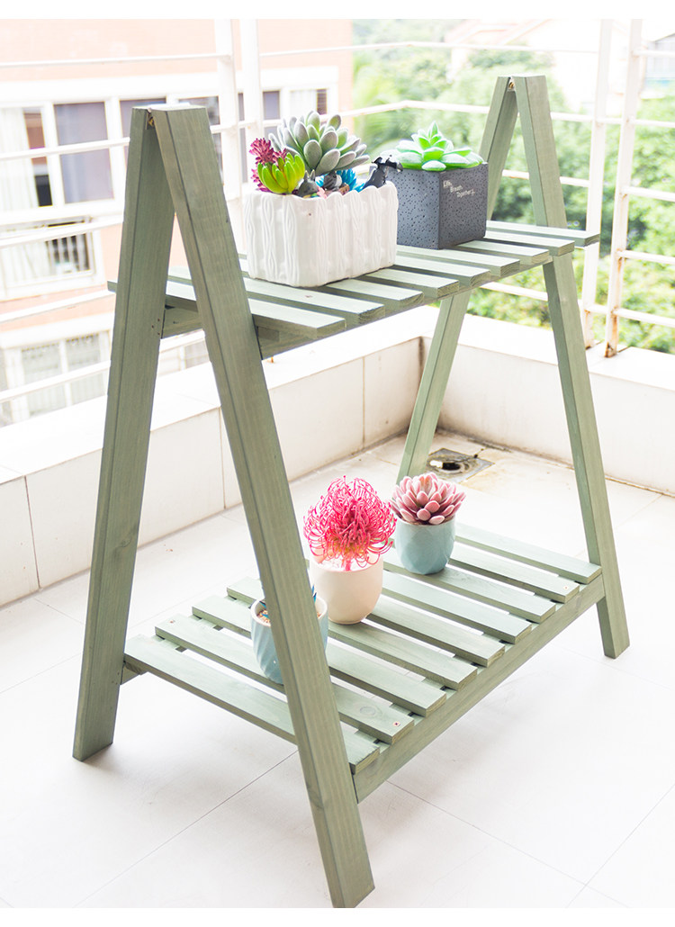 折叠落地式多肉植物花架子户外阳台木质置物架桌上花架