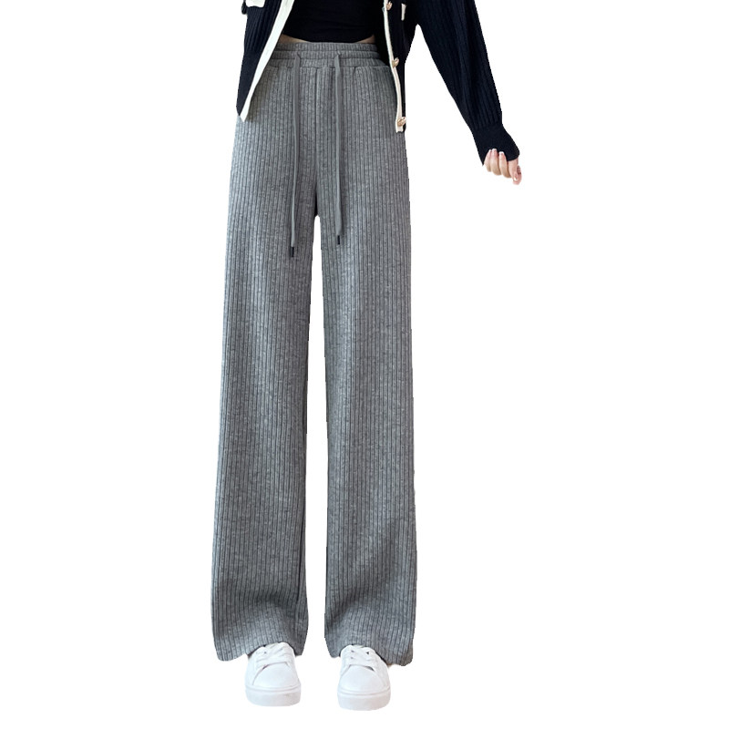 羊绒阔腿裤女秋冬季加绒裤子女外穿羊毛灯芯绒雪尼尔休闲直筒女裤