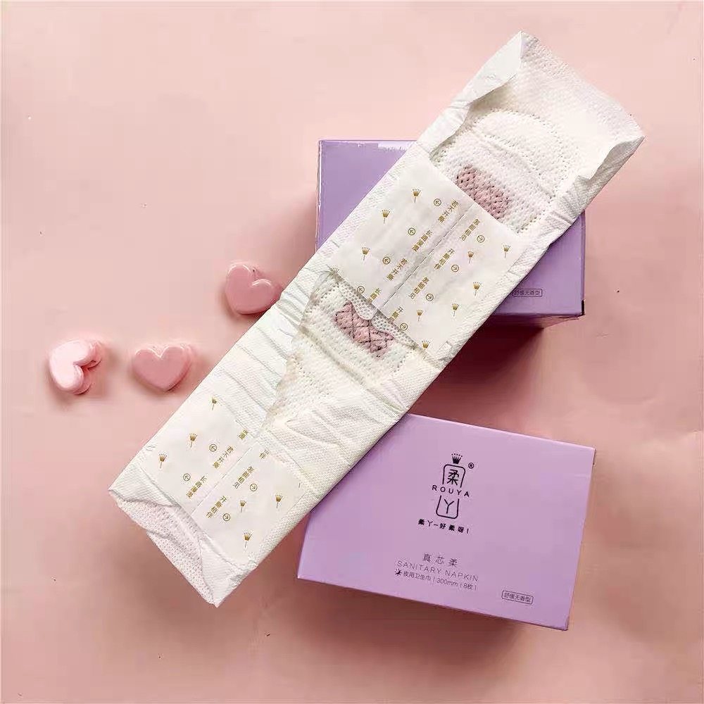 柔丫卫生巾女夜300mmx8片装1盒超薄薄棉柔亲肤瞬卫生巾