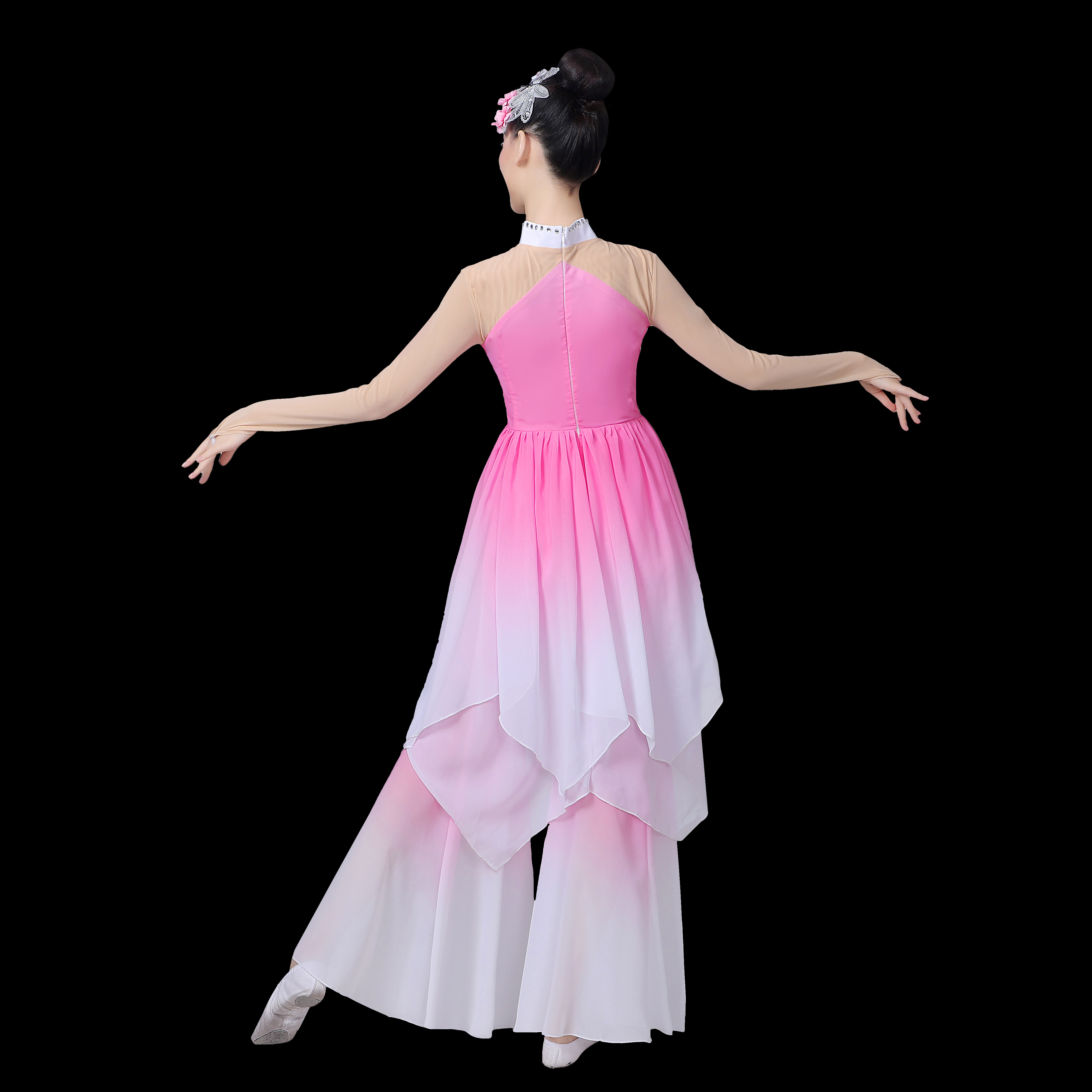 古典演出服飘逸中国国风扇子舞蹈服装独舞清新民族服装