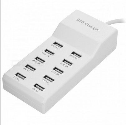 10-port fast multi-port USB charger 10A Android mobile phone tablet smart socket fast charging plug porous 2.4A 10-port fast multi-port USB charger 10A Android mobile phone tablet smart socket fast charging plug porous 2.4A