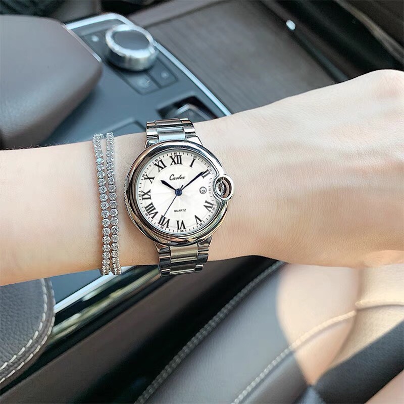 新款瑞士正品蓝针全自动机械表气球圆手表男女士简约气质石英名表