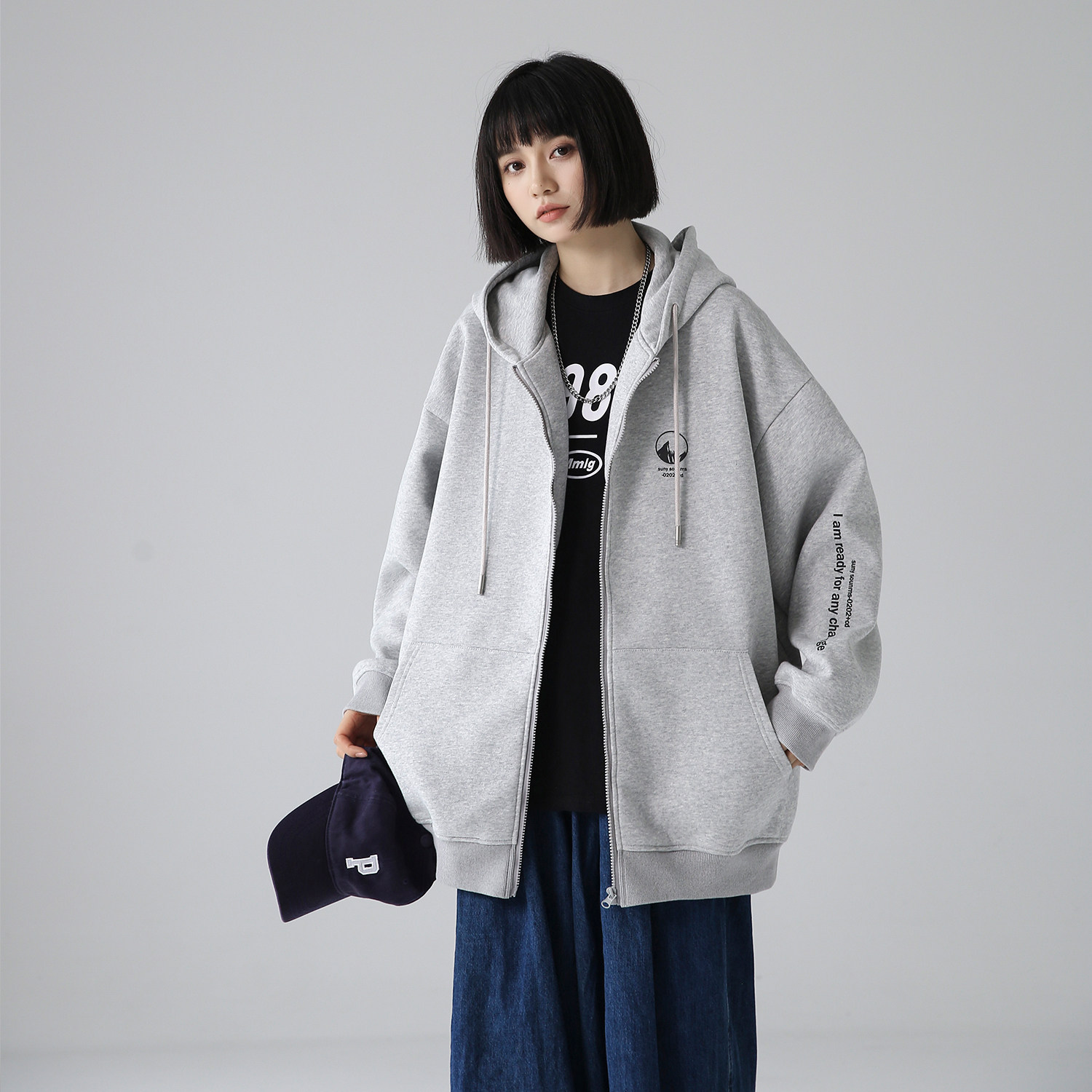 tuoke脱壳2020新款拉链连帽开衫卫衣女秋冬宽松卫衣