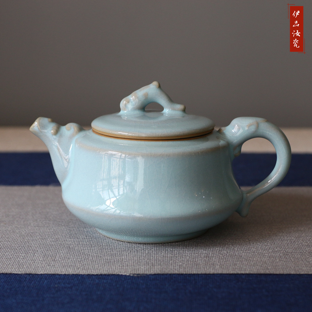 原产地汝州汝瓷郭留江制手签支钉款龙权整套茶具整套茶具