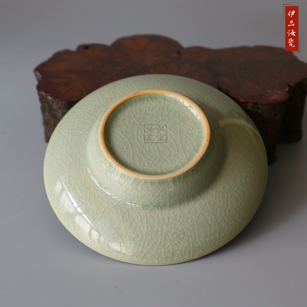 汝州原产地汝瓷弘宝汝窑豆青三才盖碗可养开片盖碗