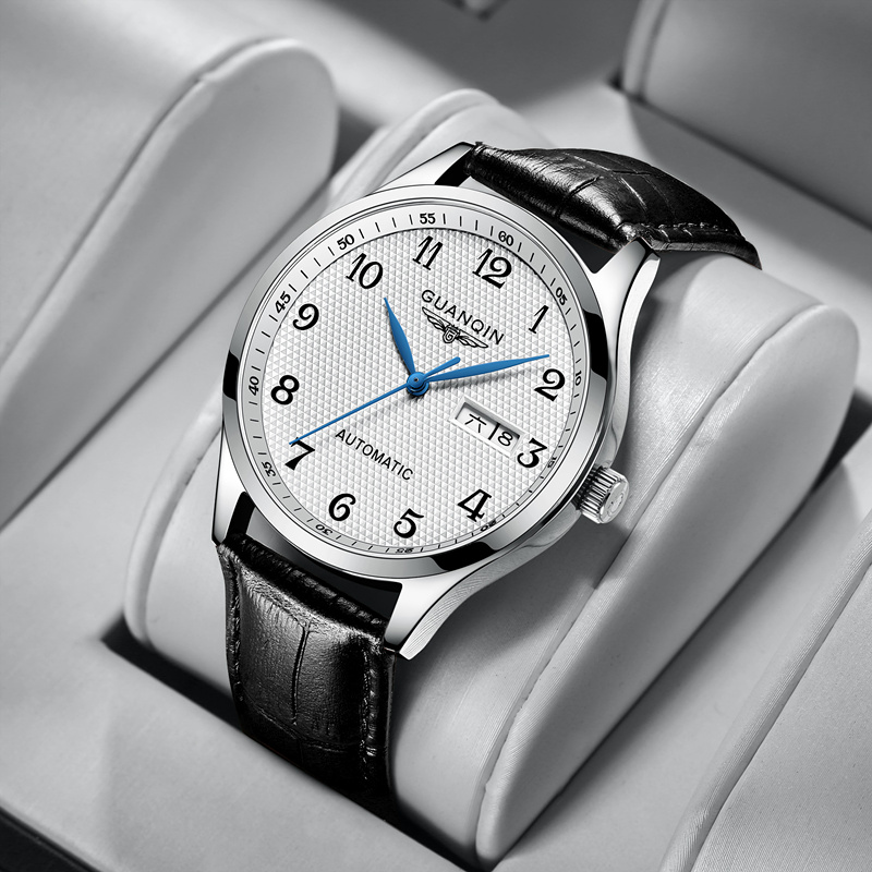 新款瑞士正品冠琴手表男全自动机械表真皮数字简约防水品牌手表男