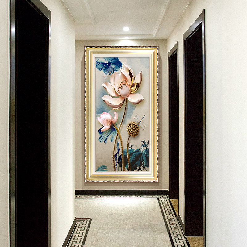玄关入户装饰画美式进门画竖版壁画过道家庭走廊现代装饰画
