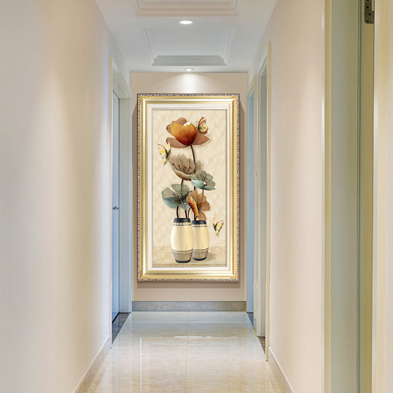 玄关入户装饰画美式进门画竖版壁画过道家庭走廊现代装饰画