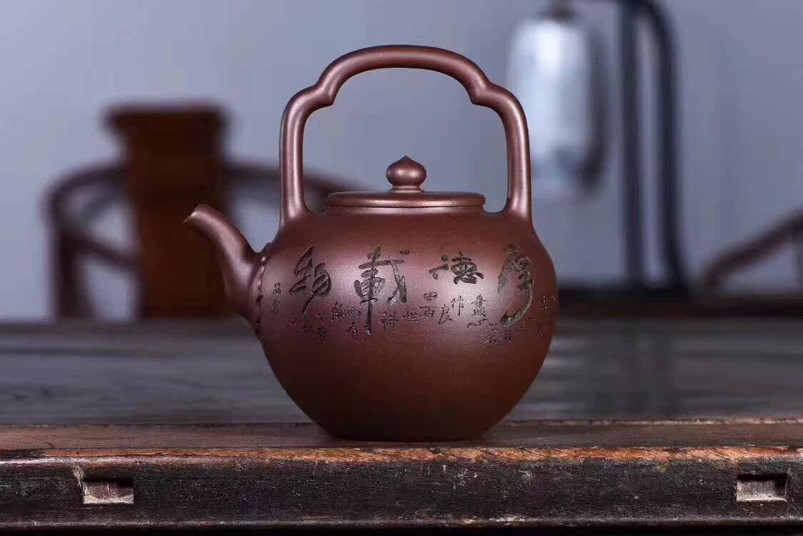 茗泽阁徐安碧提梁宜兴紫砂壶研高名家手工茶壶
