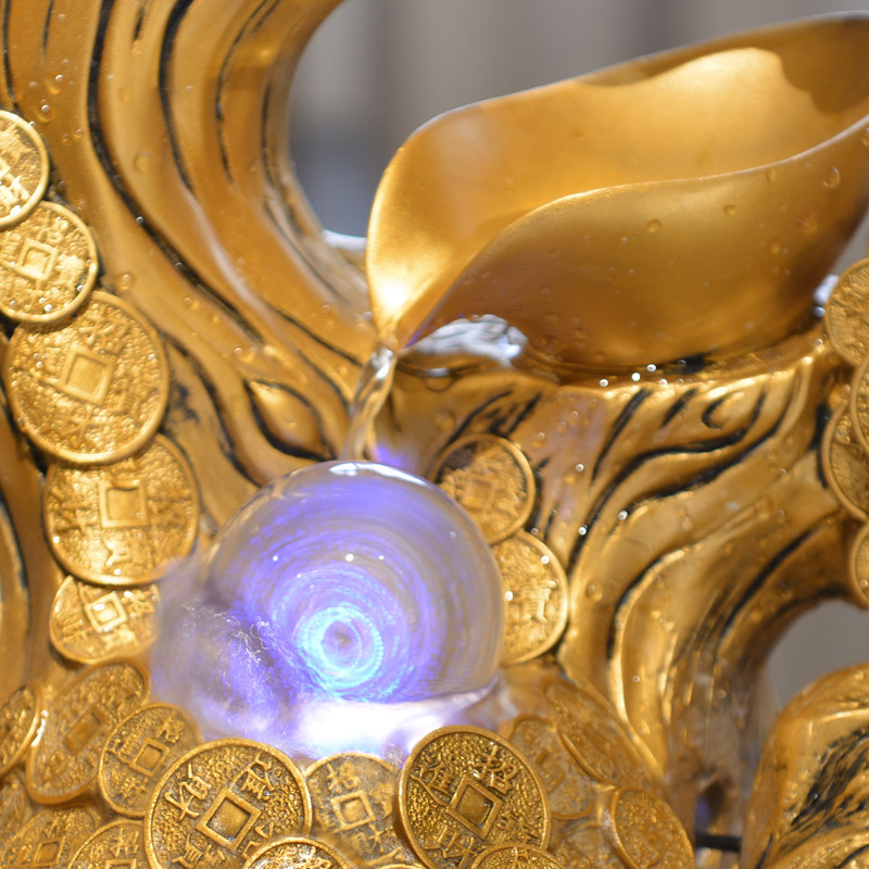 聚财摆件风水招财流水室内收银台转运球店铺办公室摇钱树开业礼品