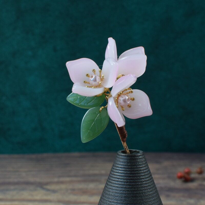 手工汉服头饰小花钗缠发簪海棠花小发古风宫廷发饰
