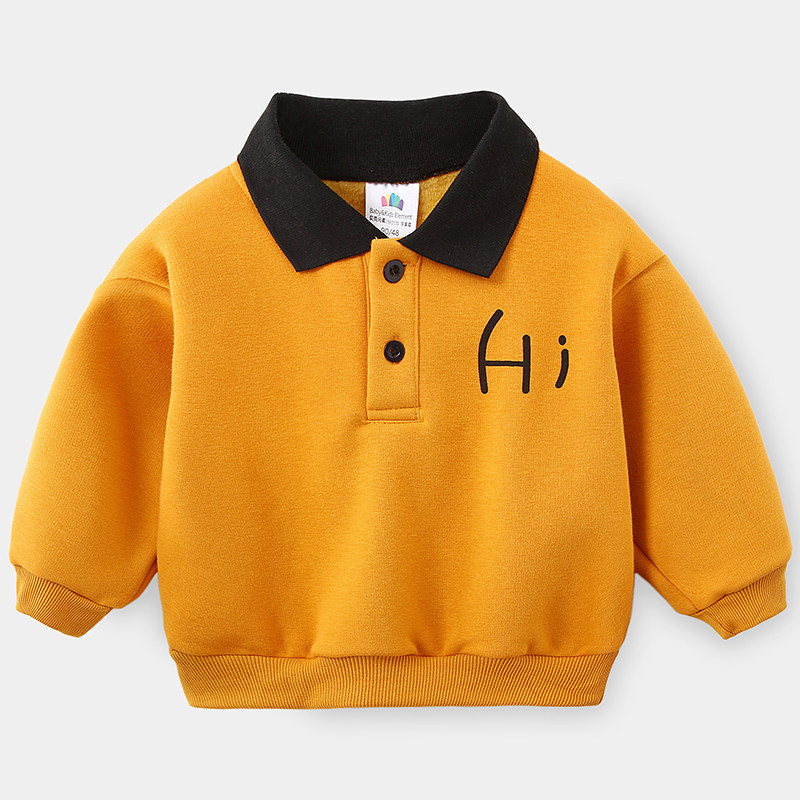 宝宝卫衣2020冬装新款男童童装儿童翻领加绒卫衣