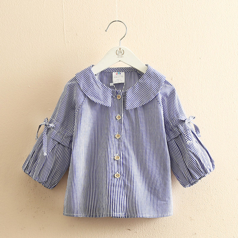 宝宝条纹长袖衬衫 2019秋装新款女童童装儿童灯笼袖衬衣tx-a109
