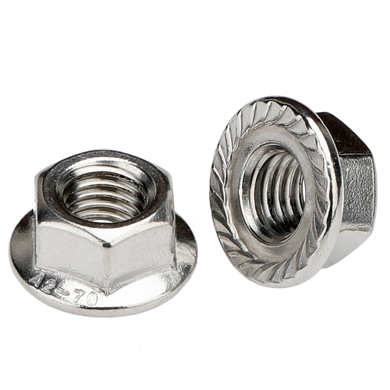 304/201/316不锈钢法兰螺母六角防松螺丝带垫防滑螺帽m3m4m5m6m8